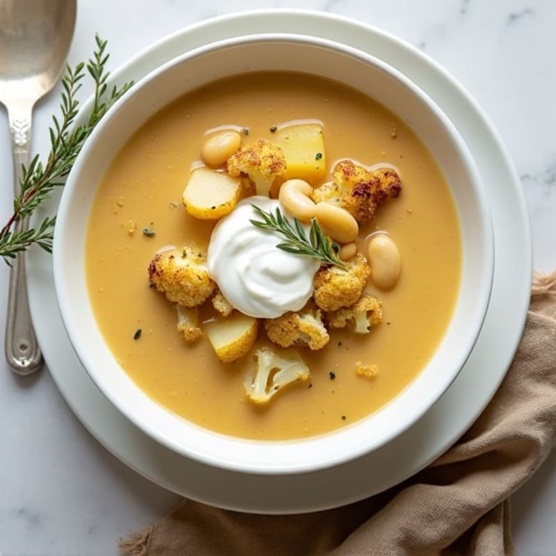 Creamy Roasted Garlic Cauliflower Potato Soup