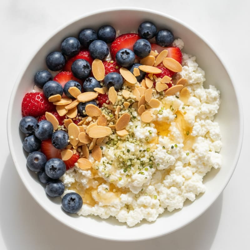 Cottage Cheese and Berry Protein Bowl with Almonds
