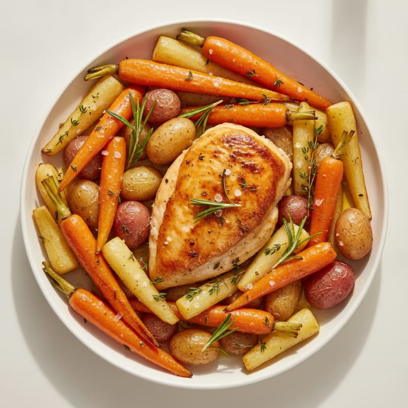 Garlic Herb Roasted Chicken with Root Vegetables