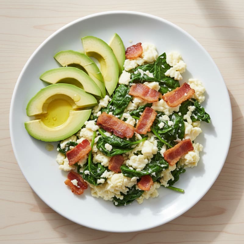 Egg White Scramble with Spinach and Turkey Bacon