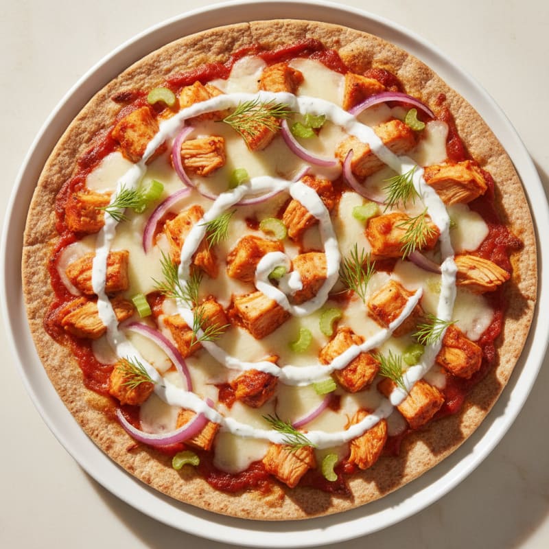 Buffalo Chicken Pizza with Ranch Drizzle