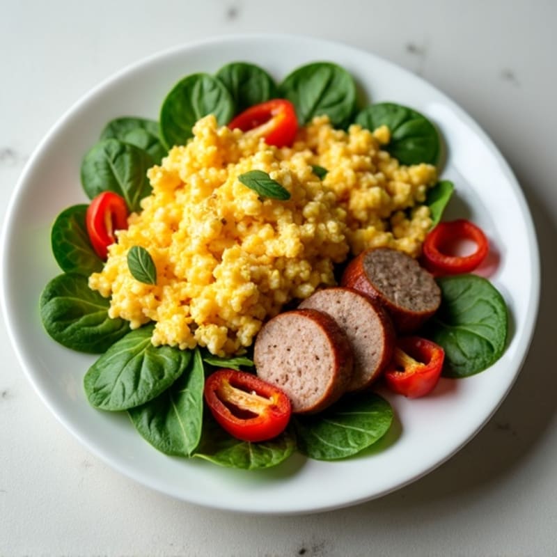 Egg White Scramble with Spinach and Turkey Sausage