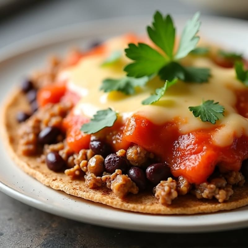 Creamy Ground Beef and Black Bean Tortilla Bake