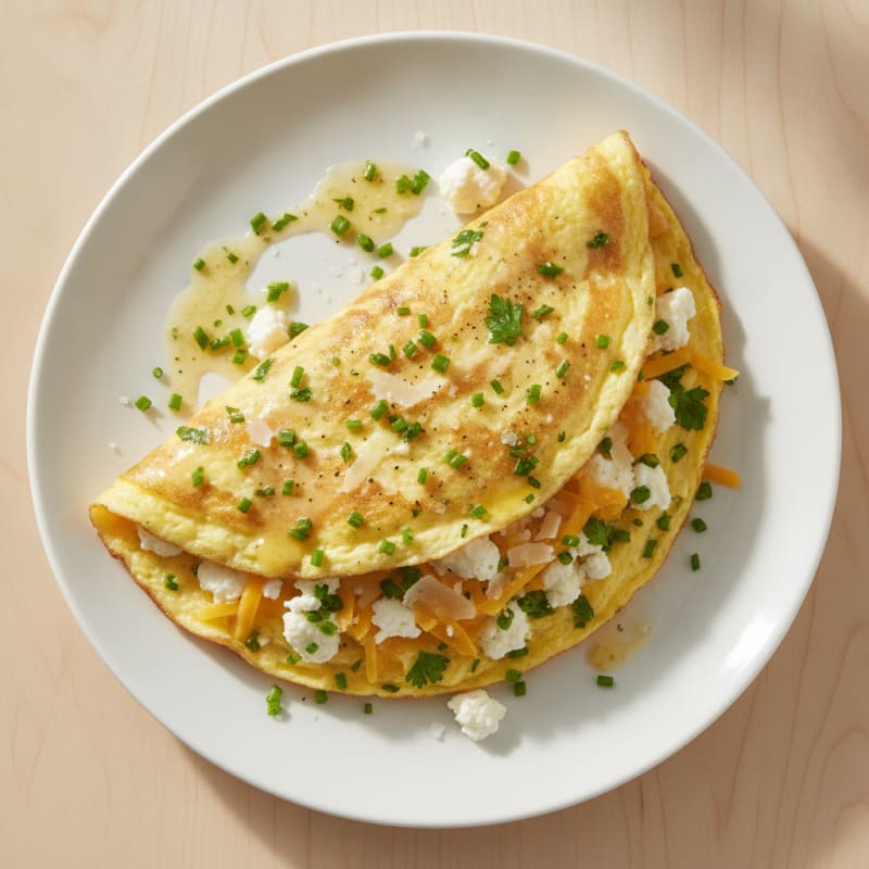 Fluffy Three-Cheese Herb Omelette