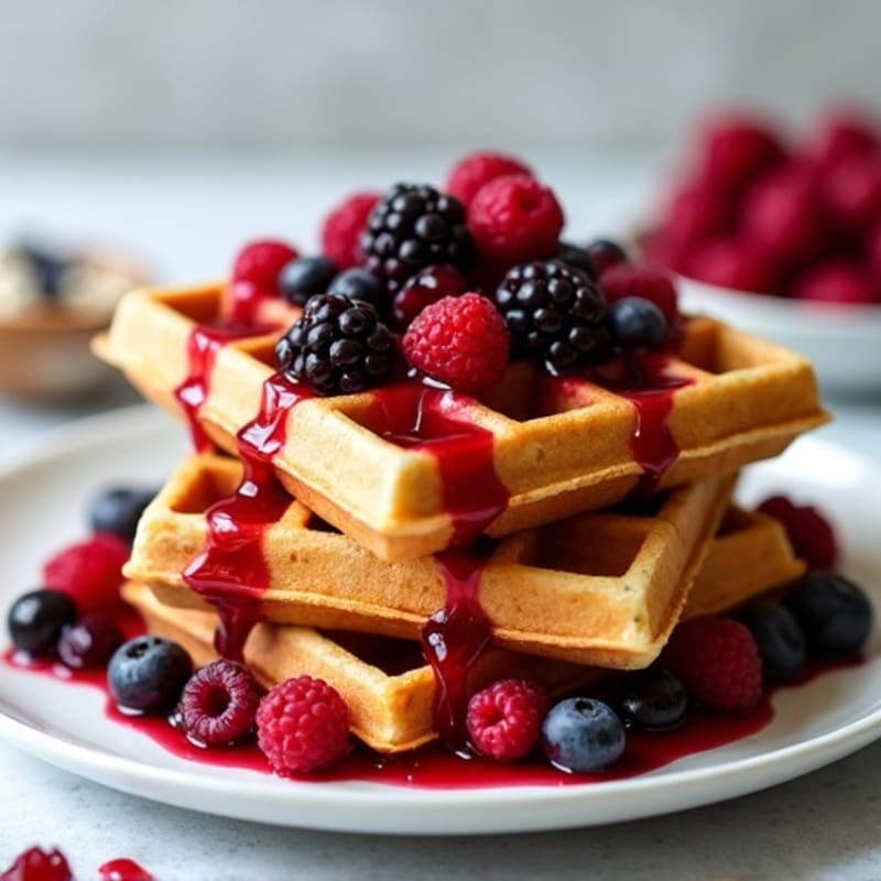 Protein-Packed Almond Flour Waffles with Berry Compote