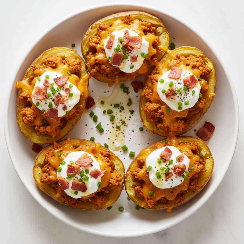 Crispy Bacon Cheddar Stuffed Potatoes