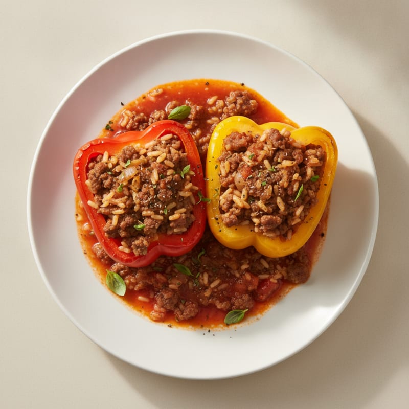 Beef and Rice Stuffed Bell Peppers