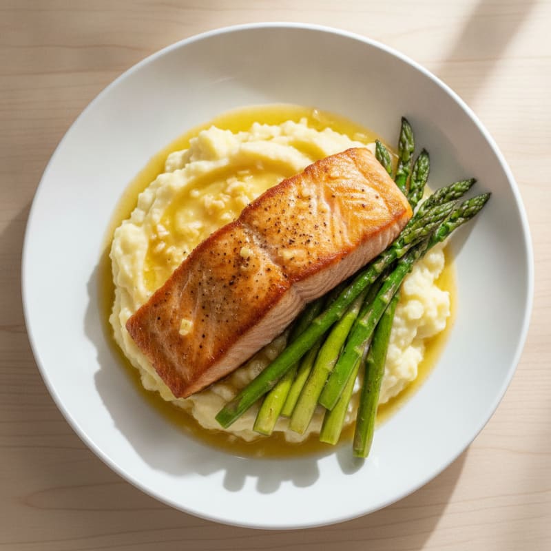 Pan-Seared Salmon with Garlic Mashed Potatoes