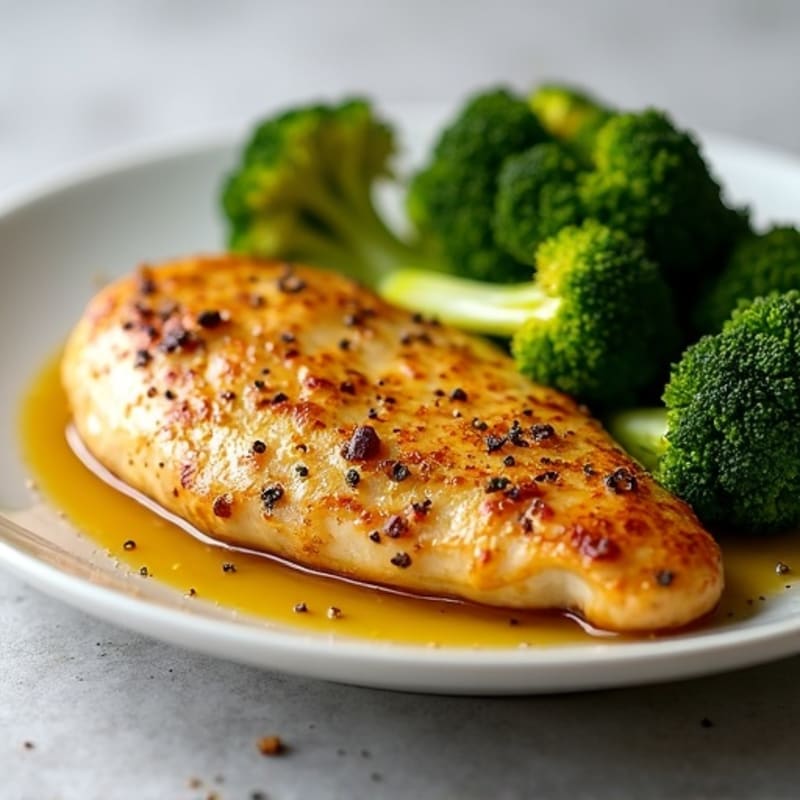 Lemon Garlic Pan-Seared Chicken with Roasted Broccoli