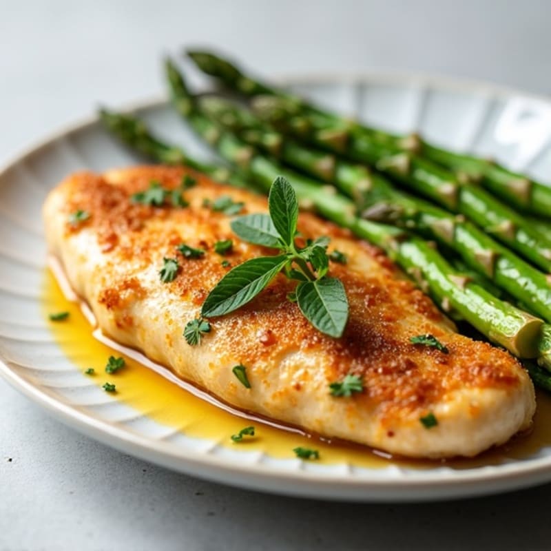 Crispy Lemon Herb Chicken with Roasted Asparagus