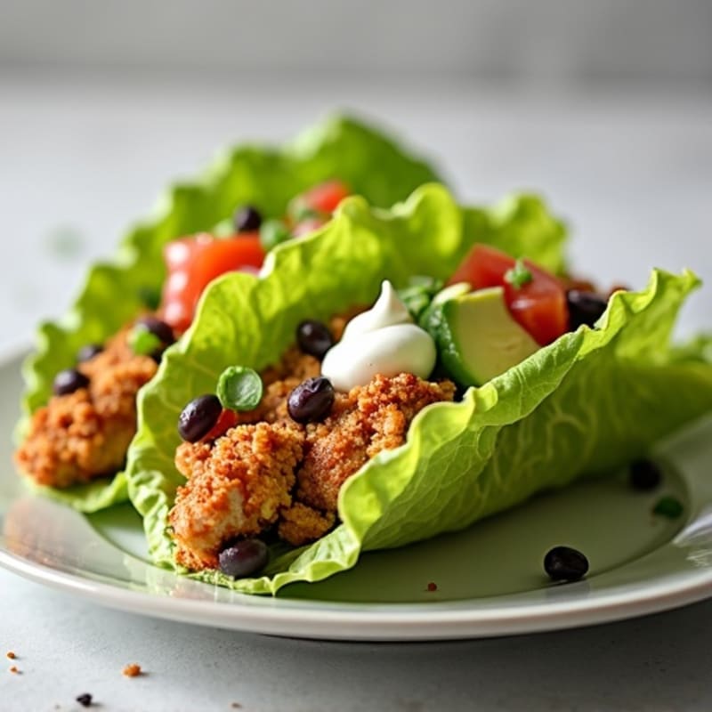 Crispy Chicken Taco Lettuce Wraps with Black Beans