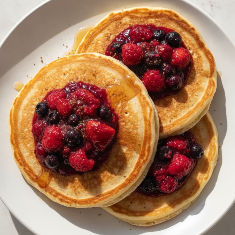Almond Flour Pancakes with Berry Compote