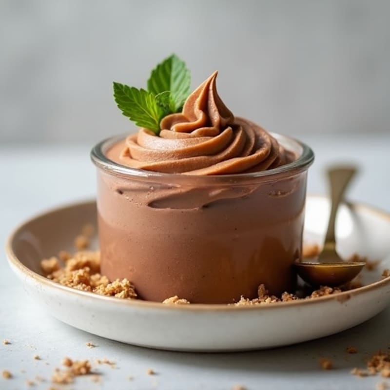Chocolate Protein Mousse with Peanut Butter Swirl