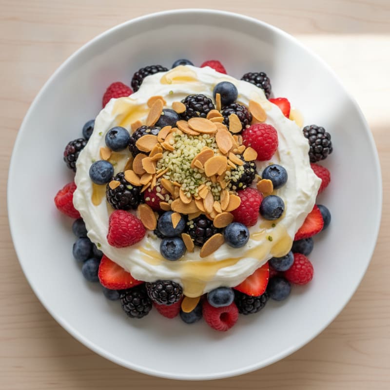 Greek Yogurt Protein Parfait with Mixed Berries