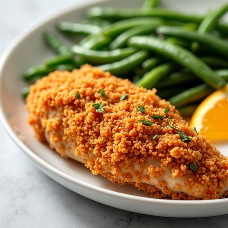 Crispy Orange Chicken with Roasted Green Beans