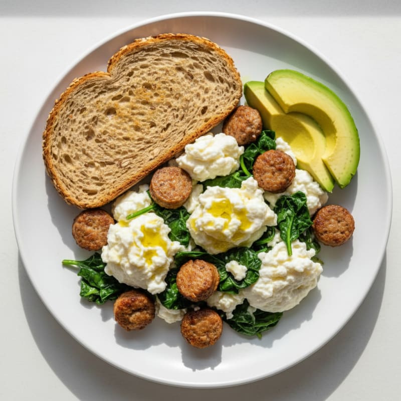 Egg White and Turkey Sausage Scramble with Spinach