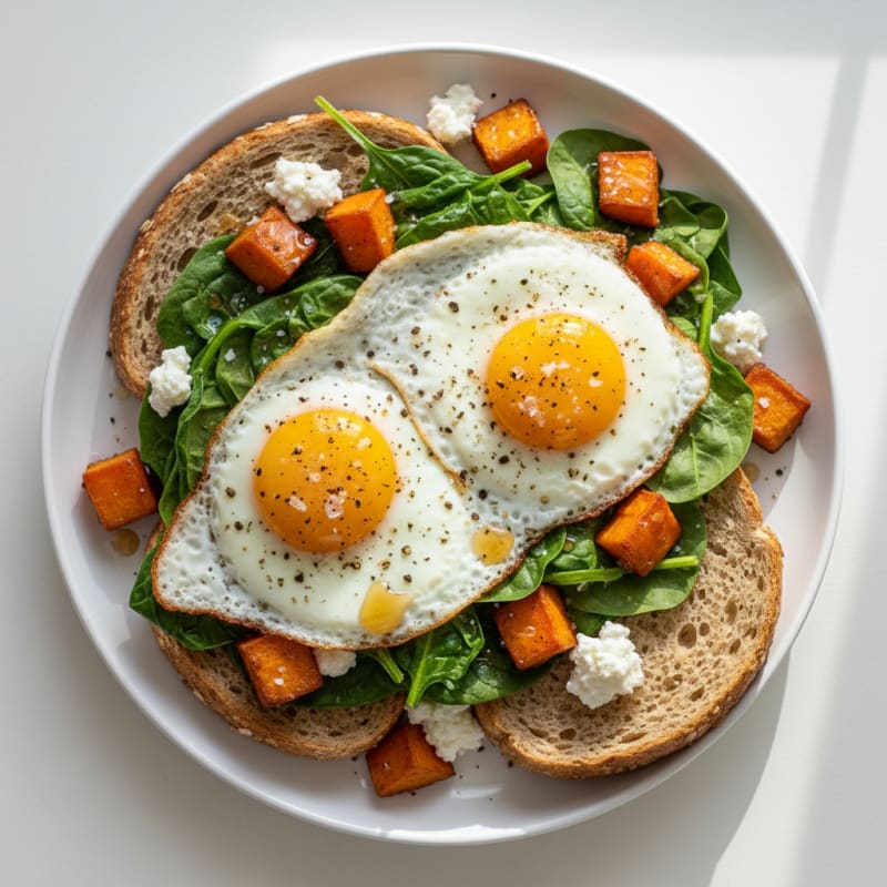 Sweet and Savory Pan-Fried Eggs with Spinach