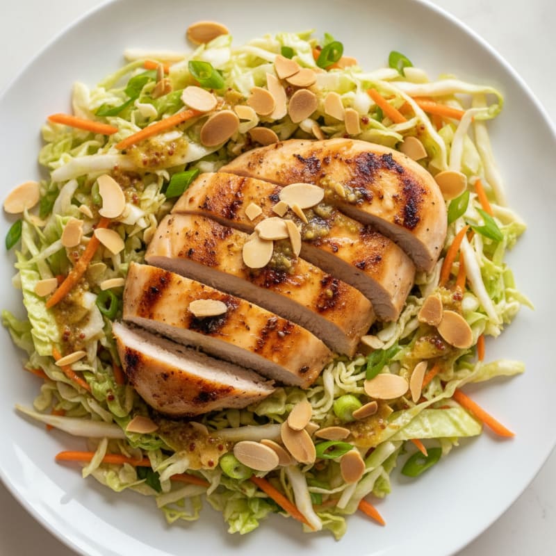 Grilled Chicken Breast with Crunchy Cabbage Slaw