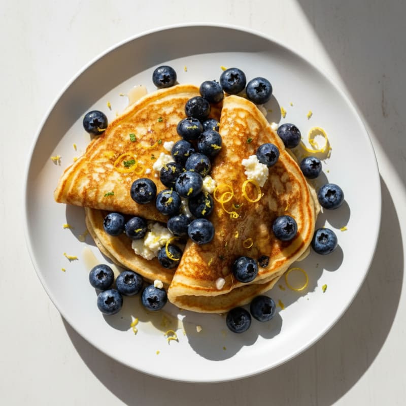 Blueberry Ricotta Pancakes with Lemon Zest