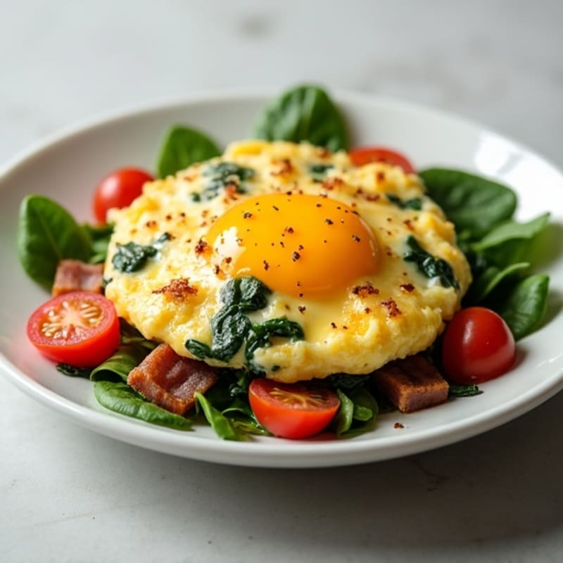 Egg White Spinach Scramble with Turkey Bacon