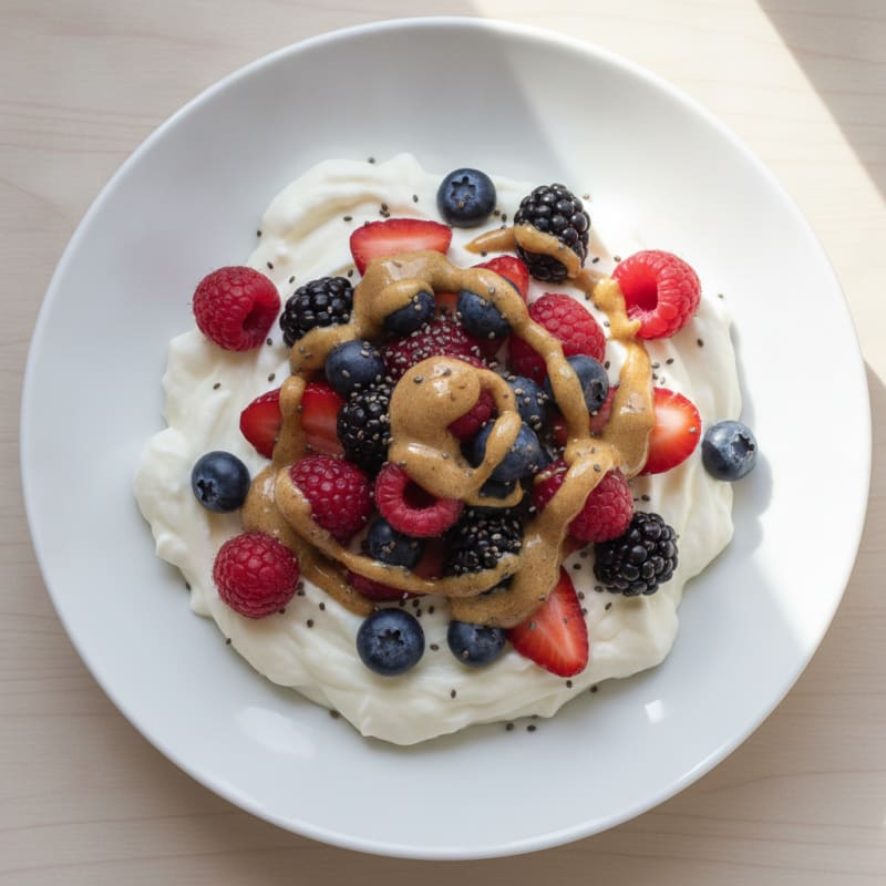 Silky Greek Yogurt Protein Pudding with Mixed Berries
