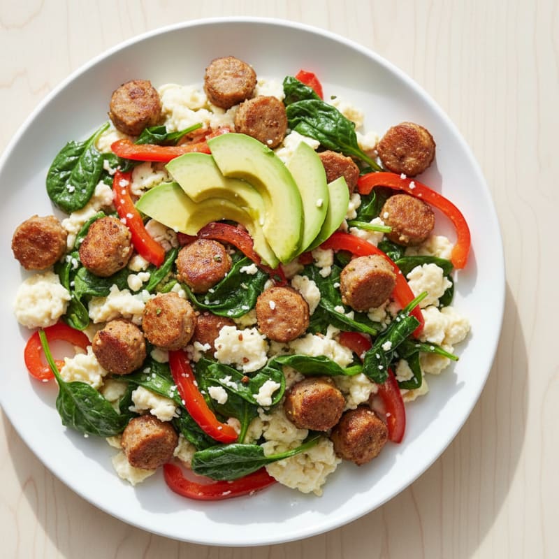 Egg White Scramble with Spinach and Turkey Sausage