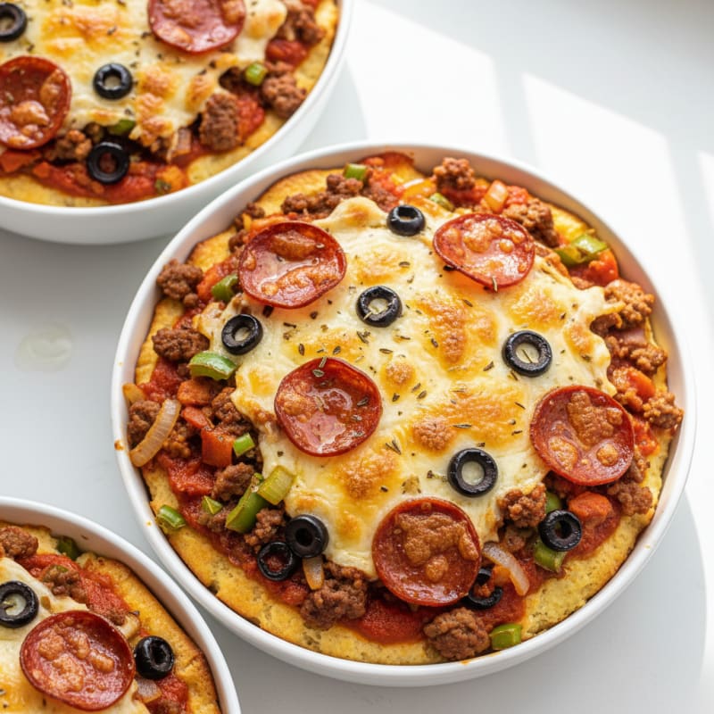 Turkey Pepperoni Beef Pizza Bowls