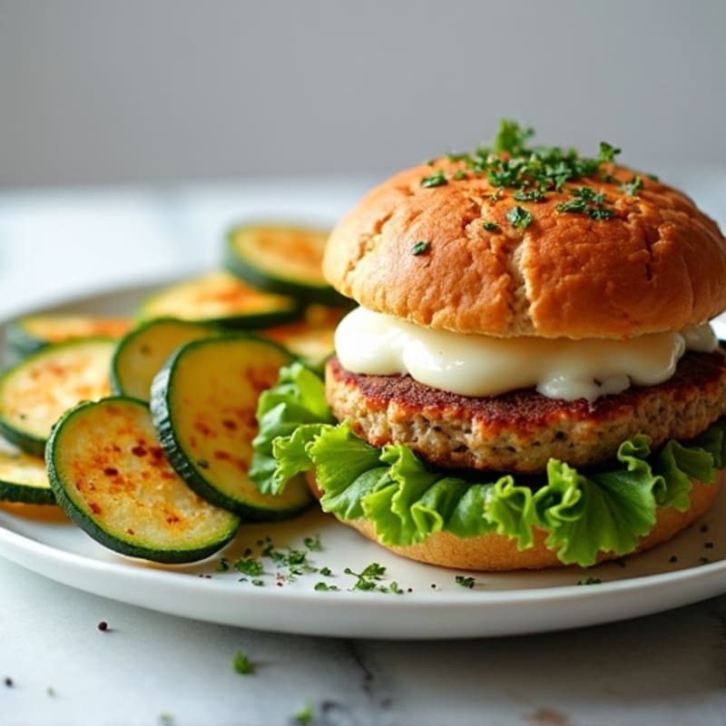 Mozzarella Stuffed Turkey Burgers with Crispy Roasted Zucchini
