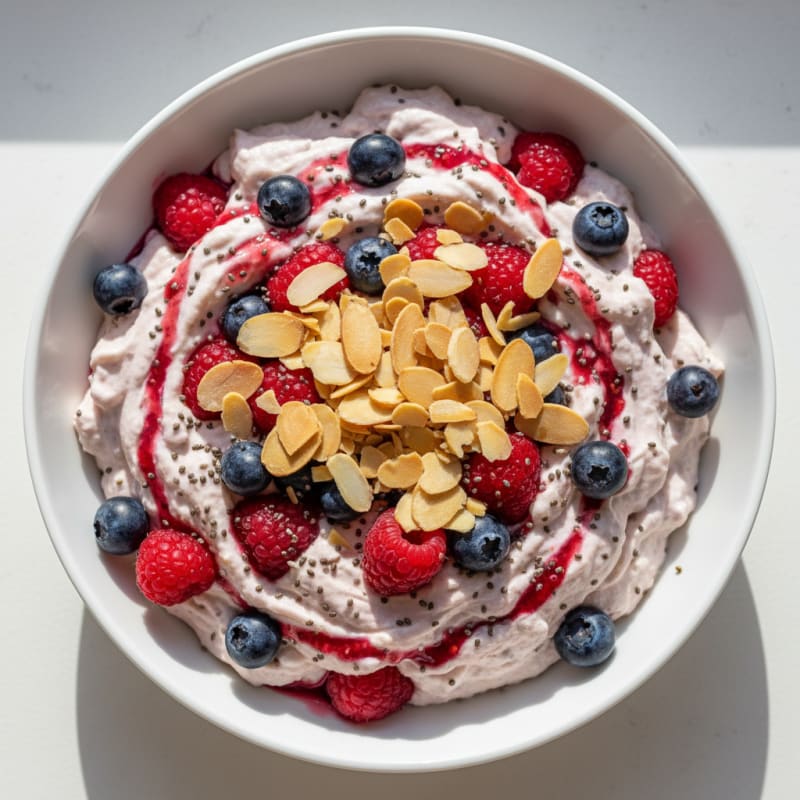 Greek Yogurt Protein Mousse with Mixed Berries