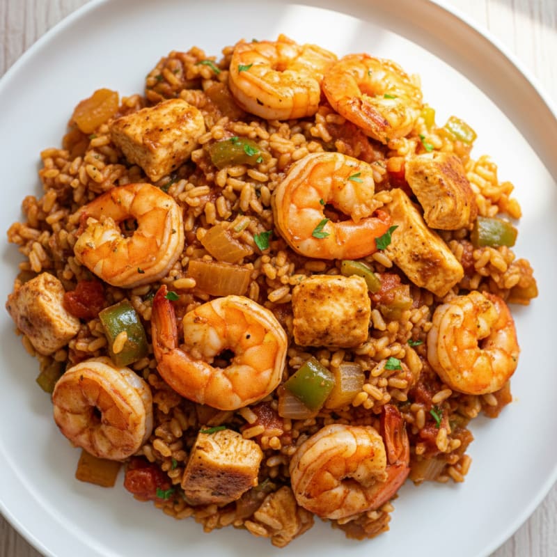 Smoky Creole Jambalaya with Tender Shrimp