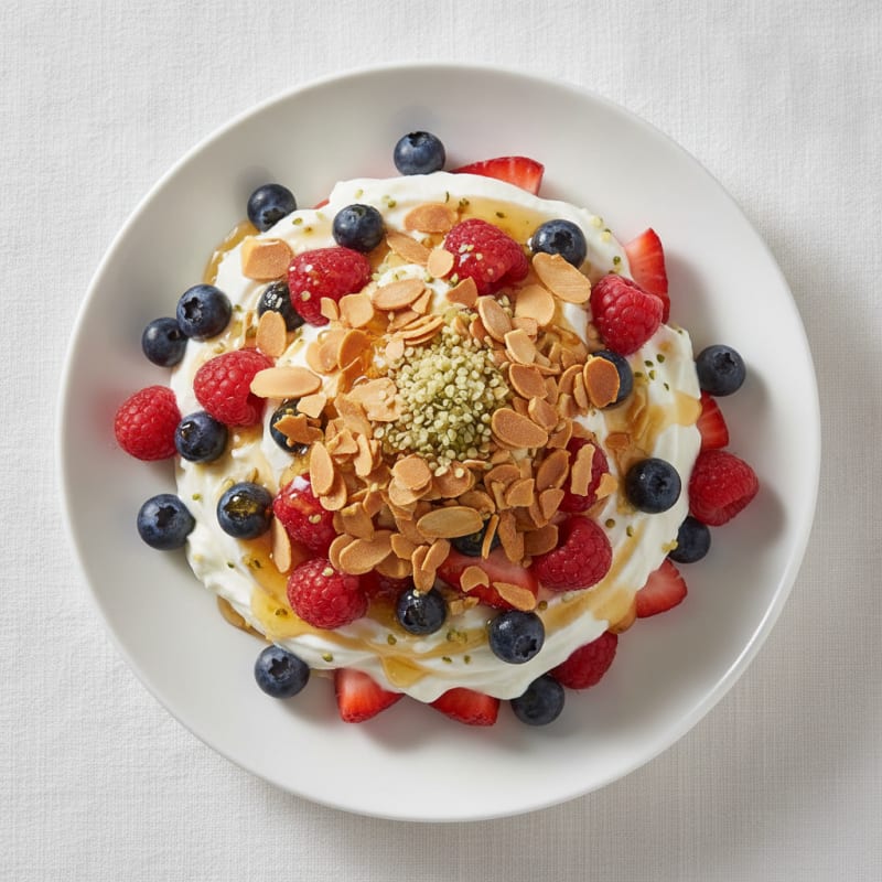 Creamy Greek Yogurt Parfait with Mixed Berries and Toasted Almonds