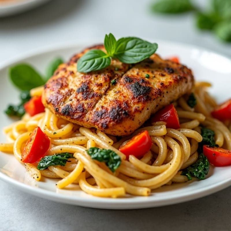 Spicy Blackened Chicken with Creamy Whole Wheat Pasta