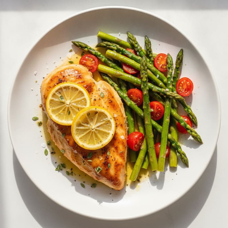 Lemon Herb Roasted Chicken with Asparagus