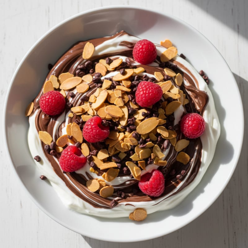 Creamy Greek Yogurt with Chocolate Protein and Almonds