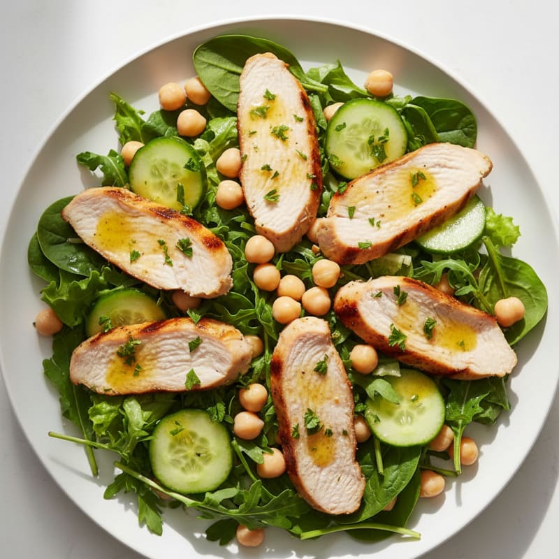 Grilled Turkey Breast Salad with Chickpeas and Lemon Vinaigrette