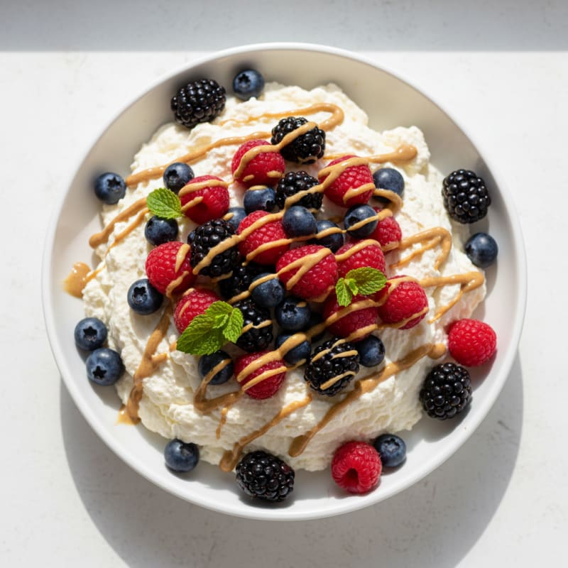Greek Yogurt Protein Mousse with Mixed Berries