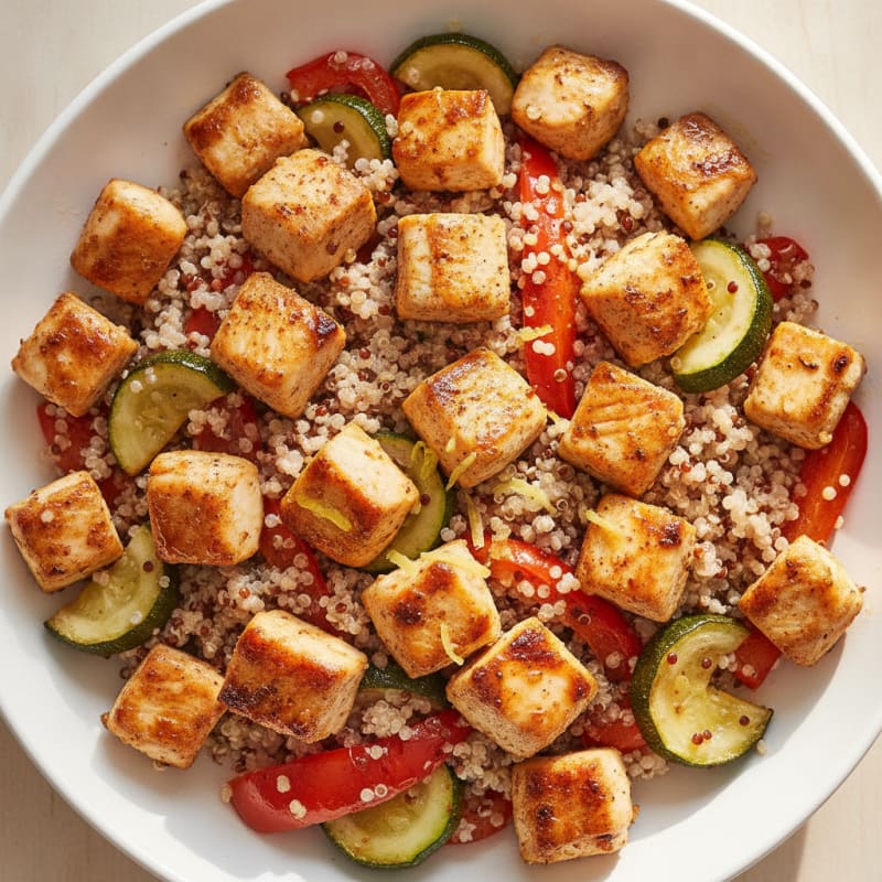 Grilled Chicken and Quinoa Bowl with Roasted Vegetables