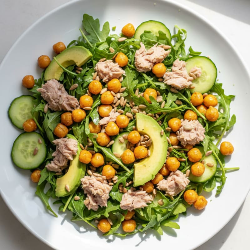 Crispy Chickpea and Tuna Salad with Avocado