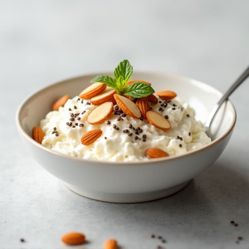 Cottage Cheese with Sliced Almonds and Chia Seeds