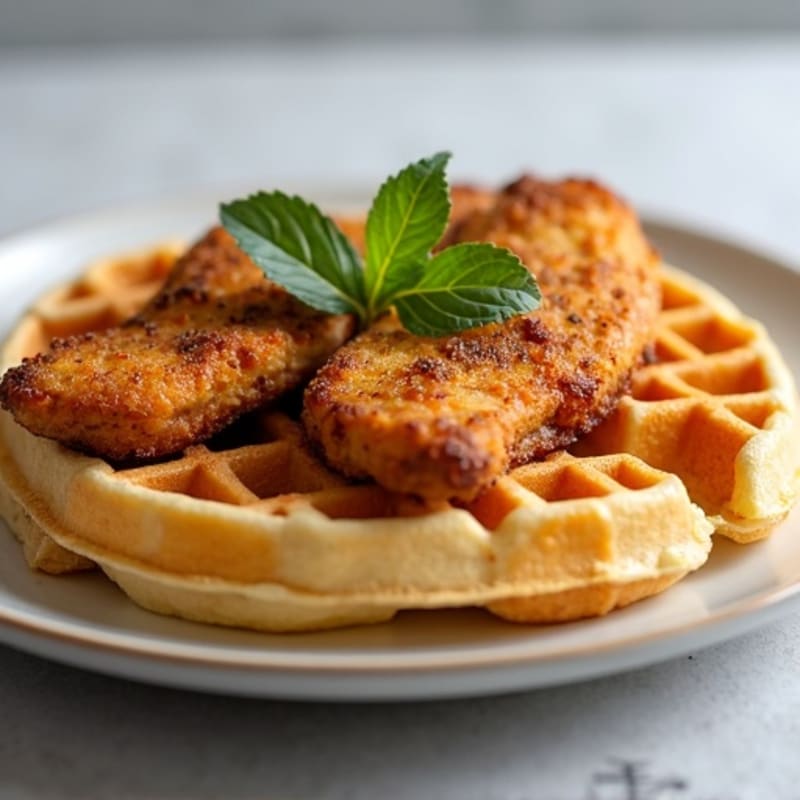 Golden Baked Chicken with Protein Waffles