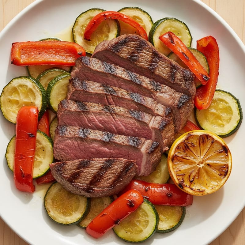 Grilled Beef with Roasted Vegetables