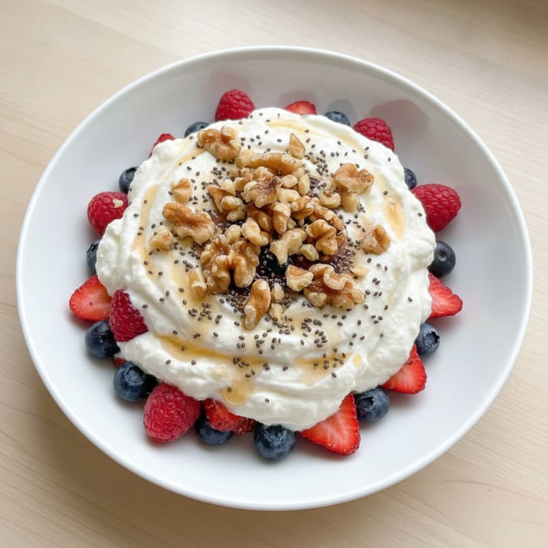 Greek Yogurt Protein Parfait with Mixed Berries