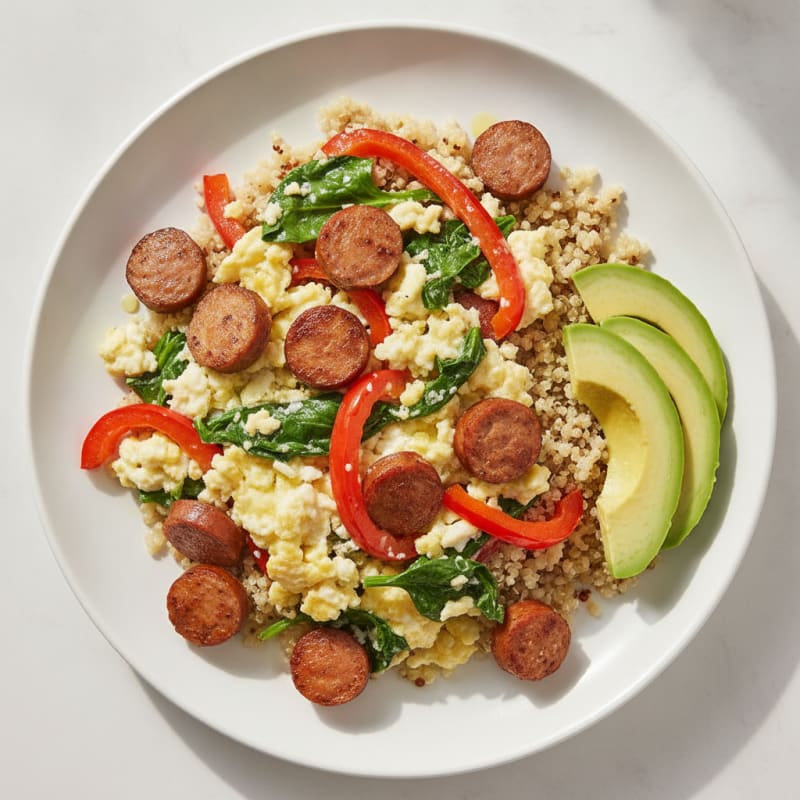 Egg White Veggie Scramble with Turkey Sausage