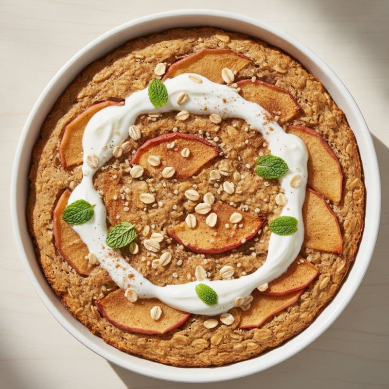 Baked Apple Cinnamon Oats with Maple Drizzle