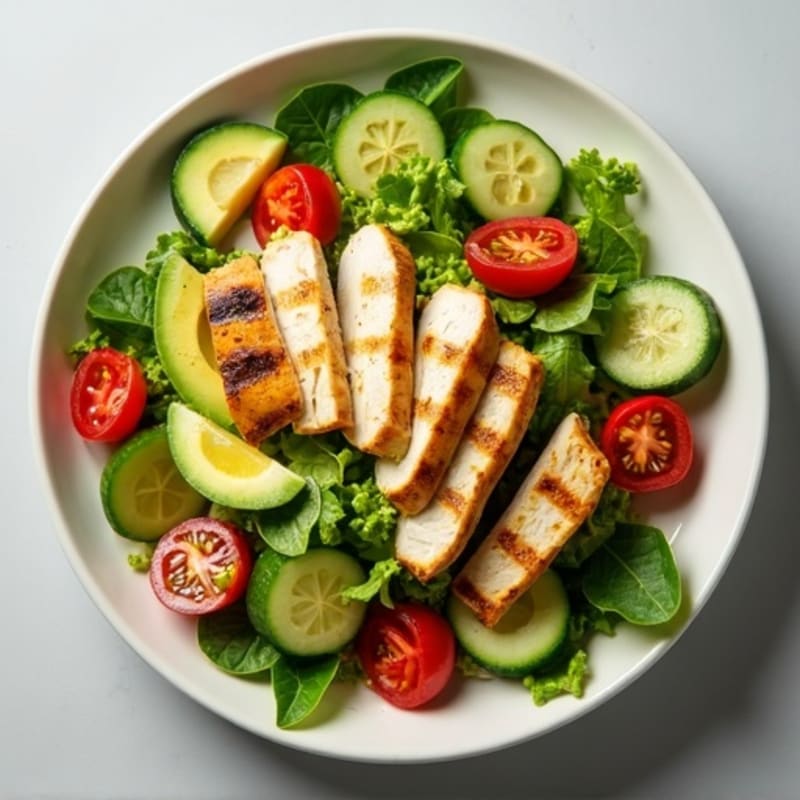 Crisp Avocado and Grilled Chicken Salad