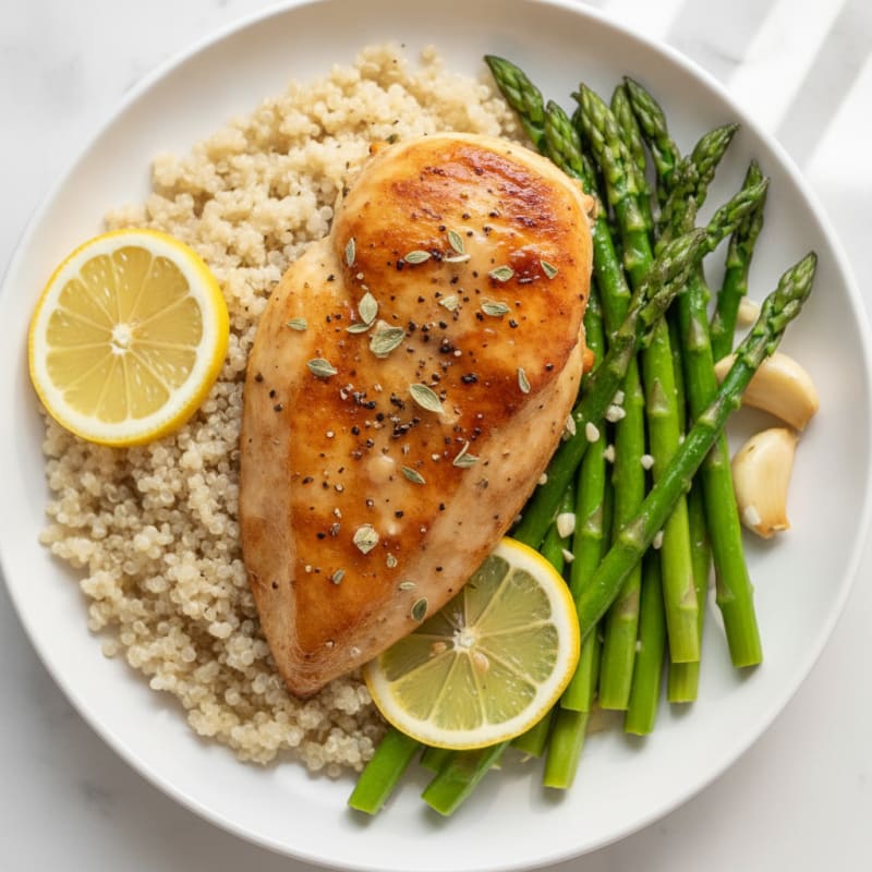 Lemon Herb Roasted Chicken with Asparagus