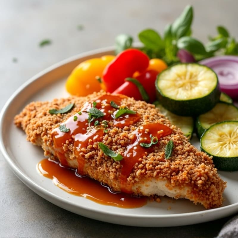 Crispy Sweet & Sour Chicken with Roasted Vegetables