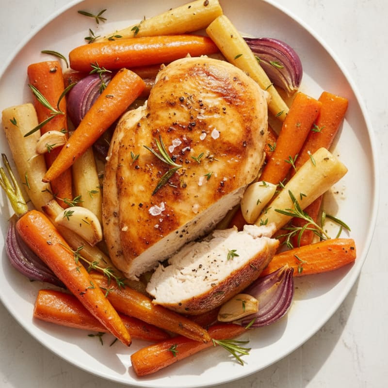 Garlic Herb Roasted Chicken with Root Vegetables