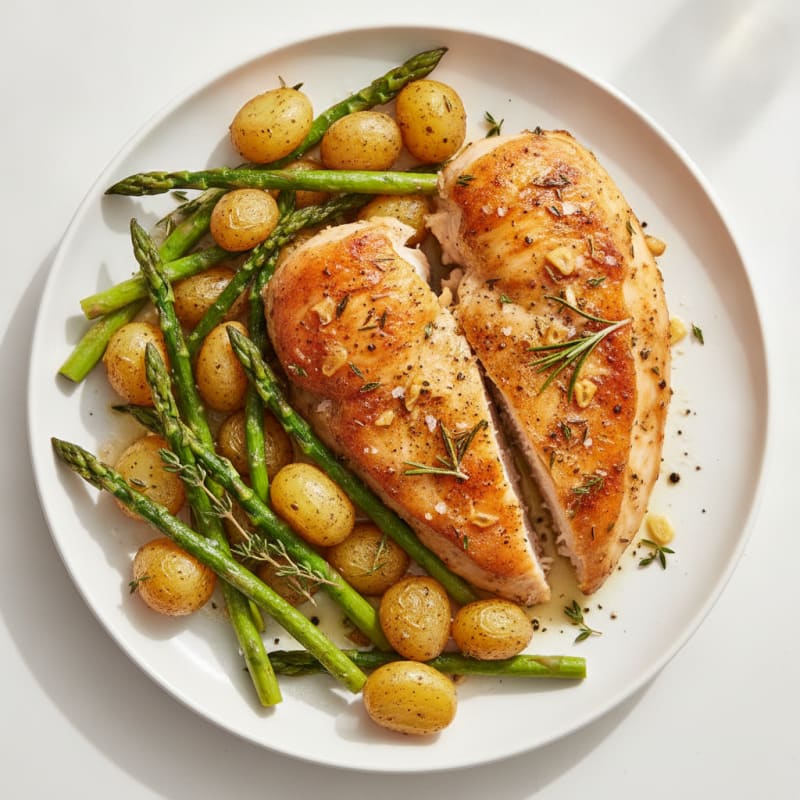 Lemon-Herb Roasted Chicken Breast with Asparagus
