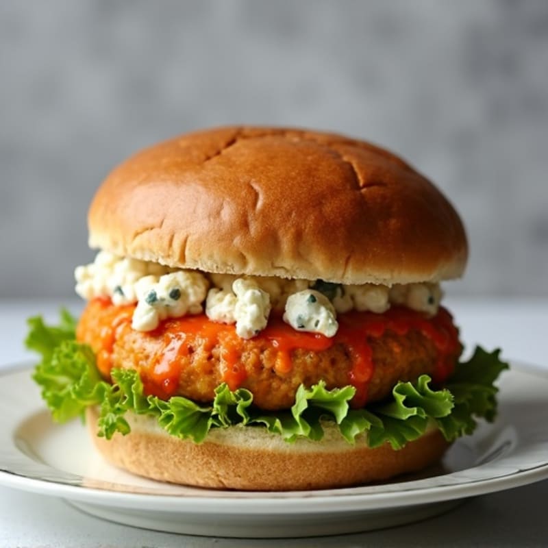 Spicy Buffalo Turkey Burger with Blue Cheese Crumbles
